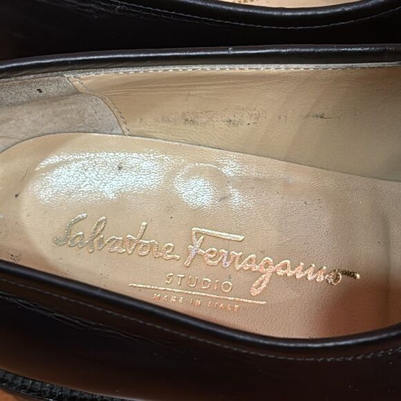 Salvatore Ferragamo Pompei Loafer Black Leather‎ Mens Size 9.5 B main image 7